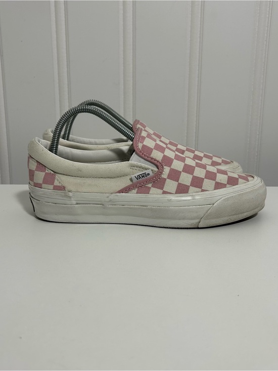Vans Shoes - Vans Slip-On Checkerboard Sneakers - Pink/White 98 lx